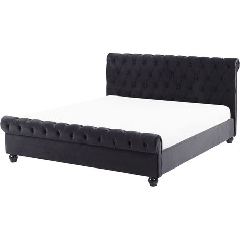Bed Velvet AVALLON 160 x 200 cm (EU King Size) Black (1/5)
