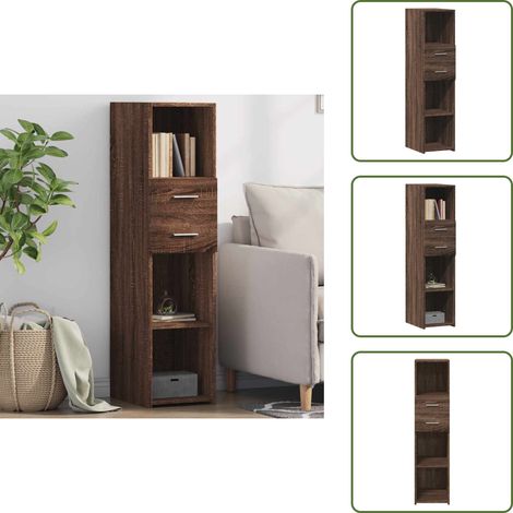 Highboard Braun Eichen-Optik 30x42,5x124 cm Holzwerkstoff - Sideboard - Hochschrank - Wohnzimmermöbel - Eiche Optik - Holzwerkstoff (1/5)