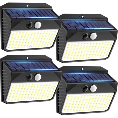 Set of 4 Outdoor Solar Lights with Motion Sensor, 150 LED Solar Spotlight IP65 Waterproof Solar Light for Garden, Garage, Patio (1/5)