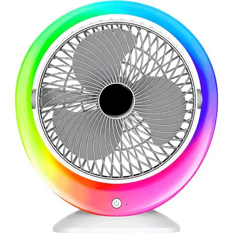 LED-Tischventilator mit Farbverlaufsbeleuchtung, 3 Windgeschwindigkeiten, 1200-mAh-Akku, USB-Ladefunktion, (langes Drücken zum Einschalten der farbigen Beleuchtung) (1/5)