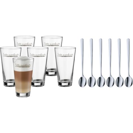 Set di 6 bicchieri da latte macchiato WMF con cucchiaini (1/3)