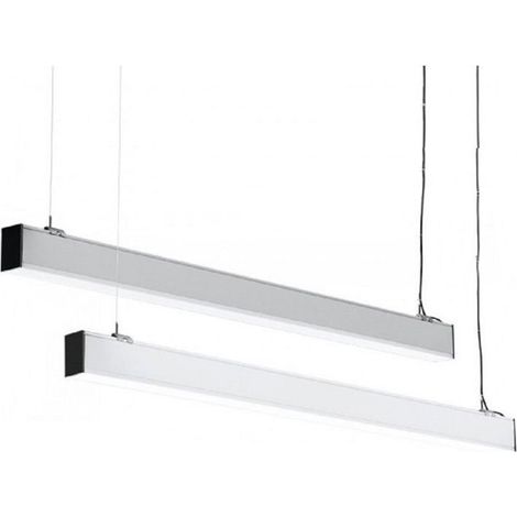 TRADE SHOP - Plafoniera 40w 120cm Con Cavi Sospensione Alluminio Silver Illuminazione Luce 4000k 00657 - (1/3)