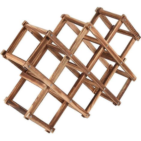 Porte-bouteilles en bois pour bouteilles de vin rouge, support pour 10 bouteilles, étagère de bar pliable, porte-bouteilles pour boissons alcoolisées (1/4)