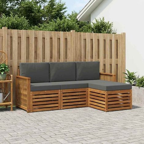 vidaXL Outdoor-Sofagarnitur mit Kissen 4 pcs Natur und Anthrazit (1/5)