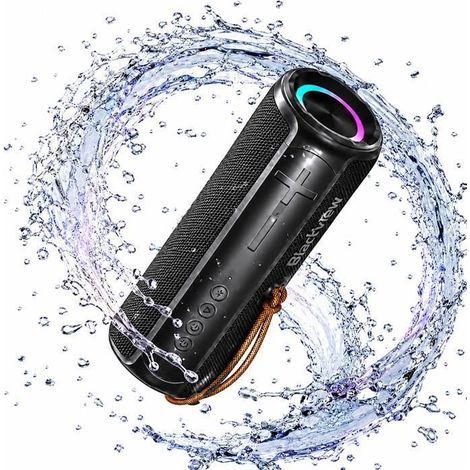 BLACKVIEW AuraBass3 Enceinte Bluetooth Portable Extérieure IPX7, Son 360° Hi-Fi, Bluetooth 5.3,Basses Puissantes, TWS, 3600 mAh, RGB