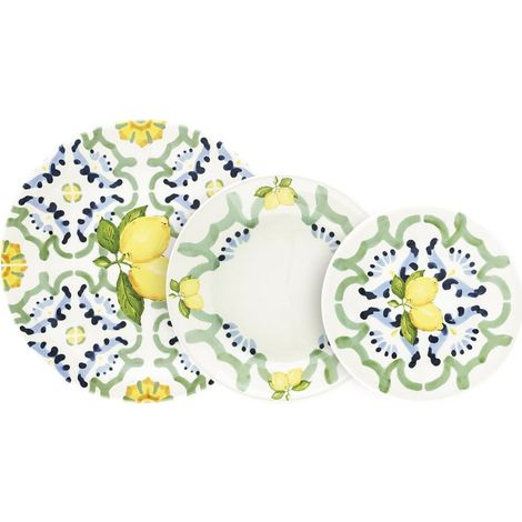 Service d'assiettes en céramique sous émail 18 pièces Amalfi