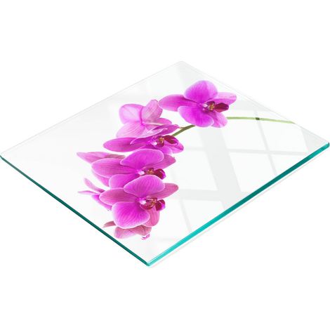 Multifunktionales Küchen-Dekorationsglasbrett „Rosa Orchidee“ 60 x 52 cm (1/5)