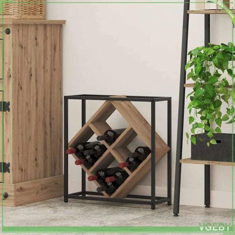 Étagère à vin - Chêne artisanal - 51 x 18 x 52,5 cm - Design moderne - Rangement compact (1/5)