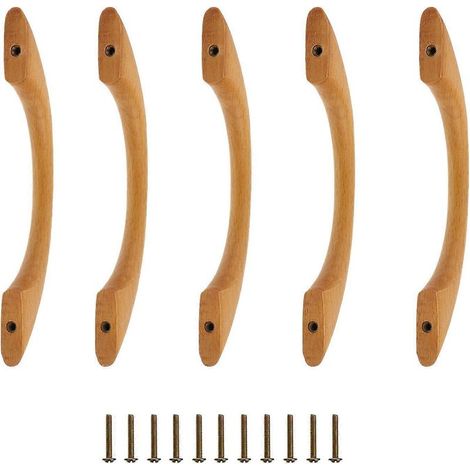 Set mit 5 schlichten und eleganten Schubladenknöpfen, Möbelgriffen und Türbeschlägen aus Holz für Ihr Zuhause (1/5)