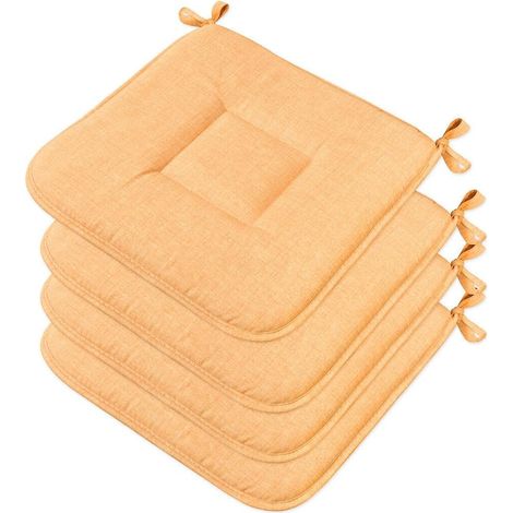 Set 4 Cuscini Sedia Cotone Morbidi Lavabili Universali Coprisedia Cucina Colore Pastello - Arancione (1/4)