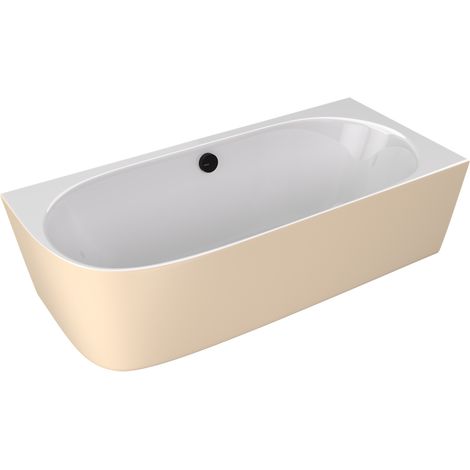 SUSSI R Baignoire d'angle sur pied en marbre coulé 160x70x50cm, blanc/beige mat (1/2)