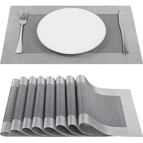 gris Lot De 4 Sets De Table Vinyle Rsistant L'usure La Chaleur, Tisses Pour Napperons De Cuisine 45 Cm 30 Cm (1/5)