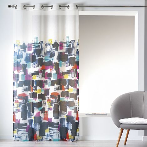 Voilage en Etamine Légère Imprimée - Effet "Tableau" Rouge 140x240 cm