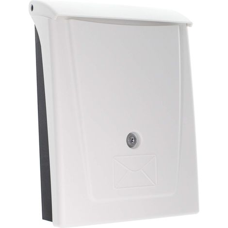Rottner T06256 Cassetta delle Lettere Posta, Serratura a Cilindro con 2 Chiavi, in plastica, LxH 250x340 mm, Kit di Fissaggio Incluso, Bianco (1/5)