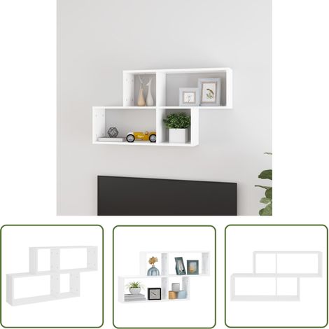 The Living Store Étagère murale Blanc 100x18x53 cm Bois d’ingénierie - Étagère Murale - Étagère Cube - Rangement Mural - Décoration Murale - Meuble Blanc (1/5)