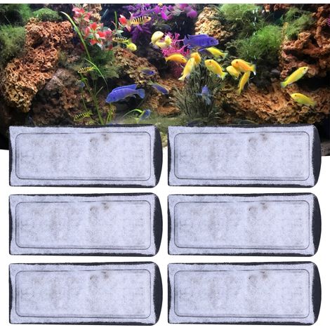 Filtros de repuesto para acuarios: 6 cartuchos filtrantes con algodón y carbón activado, 135 x 55 mm, limpian y desodorizan el agua. (1/5)