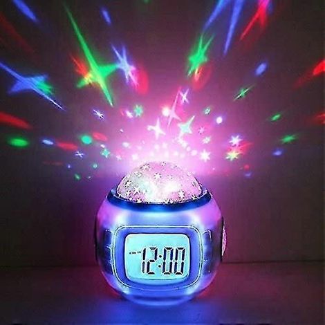 Wecker LED-Sternenprojektor Digitales Nachtlicht Baby Dekoratives Licht (1/2)