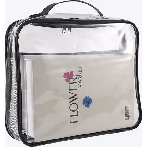 Sac de rangement en PVC avec fermeture éclair, couleur transparente, 31 x 25 x 6 cm, 1 pièce, sac à main pour ranger les blocs de construction (1/5)