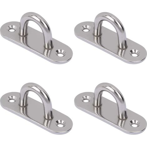 4-Piece Stainless Steel Ceiling Hook Set, Wall-Mounted Oblong Eye Plates for Hanging Chairs, Hammocks, Yoga Swings, Boxing Bags, Flower Pots (1/5)