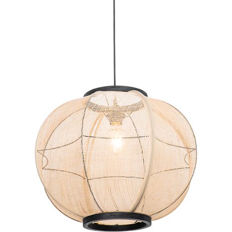 QAZQA Oriental Lámpara colgante oriental marrón 48 cm - Rob Textil /Acero Redonda Adecuado para LED Max. 1 x 60 Watt