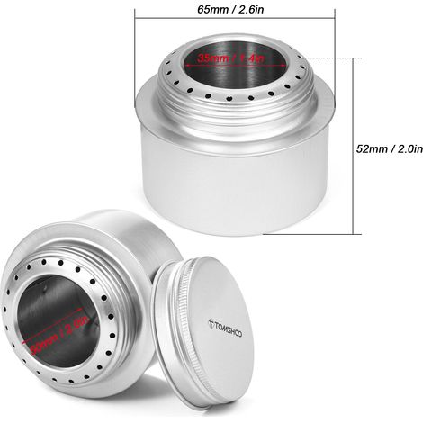 Mini réchaud à alcool portable en alliage d'aluminium avec couvercle et pare-brise en acier inoxydable pour le camping en plein air, la randonnée, la cuisine (1/5)
