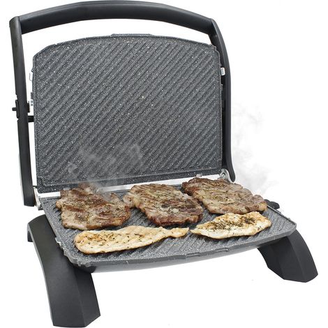 TM Electron TMPGR005 grill elettrico con piastre rimovibili e reversibili, 180°, 5 strati di antiaderente, 1430 cm2 di superficie, altezza regolabile, 3 livelli e canale antigoccia olio, 1800 W (1/5)