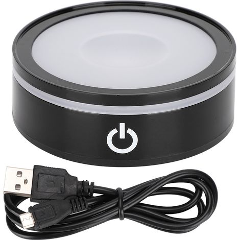 Base Led - Sphère Noire Tactile - 4 Led - Alimentation Usb Ou 3 Piles Aaa - Pour Sculpture 3d En Cristal - 1 Pièce (1/5)
