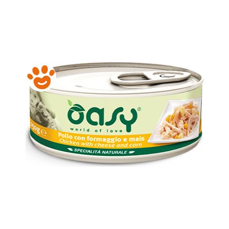 Oasy Dog Natury Soft Jelly Pollo con Formaggio e Mais - Lattina 150 Gr -