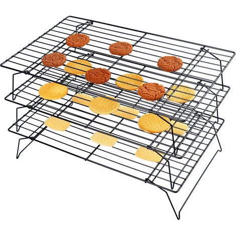 Grille de refroidissement pliable pour la maison, ustensile de cuisson, grille à barbecue à trois niveaux, grille à crêpes, filet de séchage, support à gâteaux (1/5)