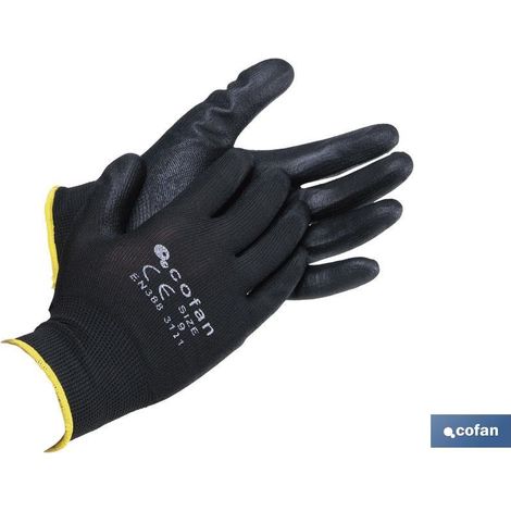 Guanto in poliestere impregnato al 100% in Pu, blister nero, taglia 11 (1/5)