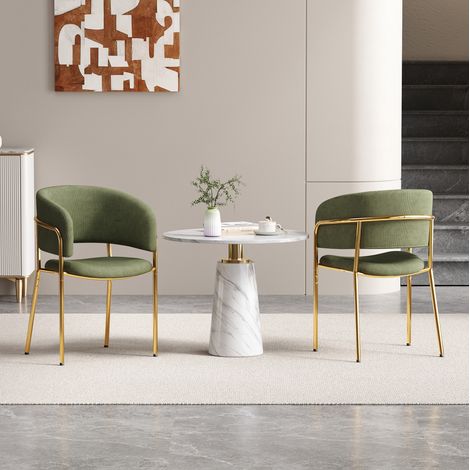 2er-Set Esszimmerstühle 45,72 x 45,72 cm in Grün aus Cord mit verstellbaren Füßen, minimalistisches Design und stabile Konstruktion (1/5)