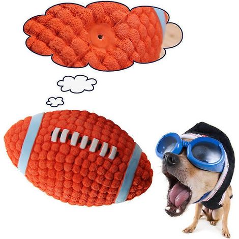Lot de 2 jouets à mâcher et à mordiller en forme de balle de sport pour chien et chiot (1 balle de rugby, 1 balle de football, taille L) (1/5)