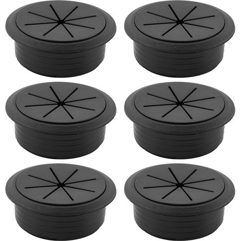 CCYKXA Stück Kabeldurchführungen aus Kunststoff, 60 mm schwarze Schreibtischdurchführung, Schreibtischkabeldurchführungen für Schreibtische, Computertische, Arbeitsstationen (schwarz) (1/5)