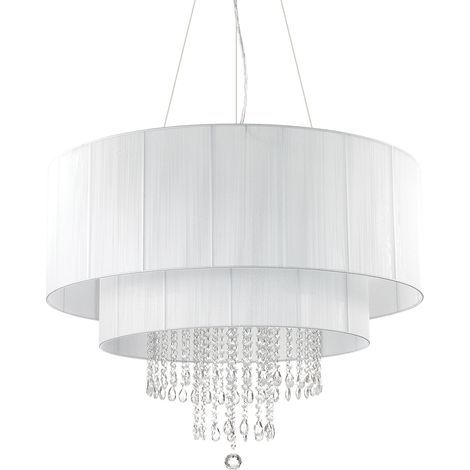 Lampadario Classico Opera Vetro,Tessuto,Cristalloistallo Bianco 10 Luci E27 (1/3)