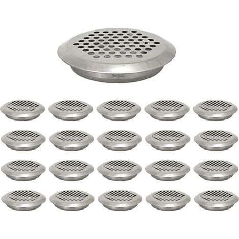 Lot de 20 grilles d'aération circulaires en acier inoxydable pour armoire, salle de bain, bureau, cuisine - 35 mm (1/5)