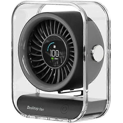 HONORNIC - Ventilateur de bureau turbo haute vitesse, mini, noir, chargement USB, affichage numérique et mini, pour la maison.