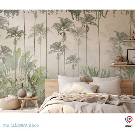 Papier peint : Jungle tropicale 9 - Intissé - L.200 x H.280 cm - Vert blanc (1/5)