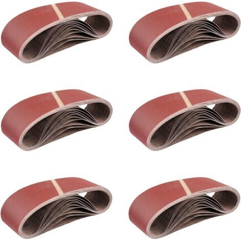 25-piece fabric abrasive belts, 75 x 533 mm mixpack (5 x grit 40/60/80/120/180 each) for belt sanders. Abrasive paper set. (1/4)