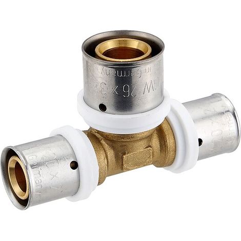 Pressfitting-T-Stück - Mittelabgang erweitert - 20 x 2,0 - 26 x 3,0 - 20 x 2,0 mm für MV-Rohr