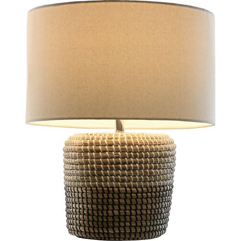 Lampara Sobremesa Seagrass Lino 38X38X47 Blanco (1/4)