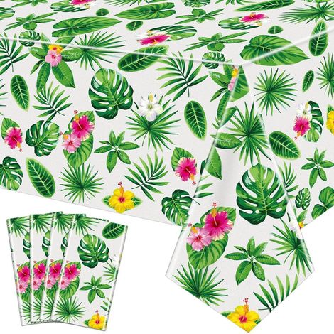 4er Pack Tischdecken Tropische Palmenblätter 220x130cm für Hawaii Party