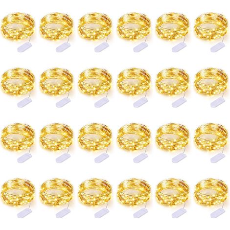 Guirlande Lumineuse Led - Filaire Argentée 10 Led 1 M - Fonctionne Sur Piles - Étanche - Pour Décoration Intérieure Extérieure Mariage Noël - Lot De 24 (1/5)