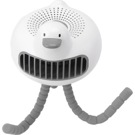 Tragbarer Kinderwagenventilator, leise, formschön, wiederaufladbar, 3600-mAh-Akku, 130°-Drehung, Clip-Ventilator für Babys, Weiß (1/5)