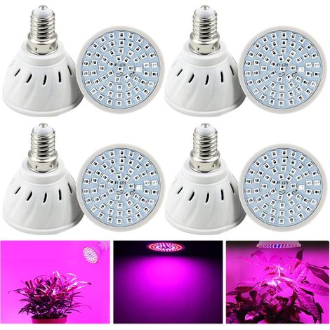 Ampoule de culture LED à spectre complet, ampoules de culture de plantes avec 60 LED, lampe de culture à douille E14 pour serre hydroponique, 8 pièces (1/5)