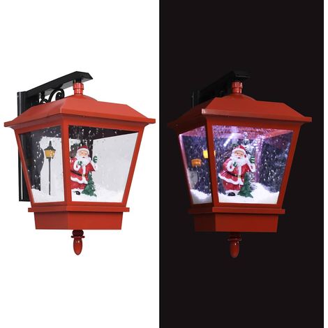 Lampe Murale de Noël LED Effet Chute de Neige et Musique Père Noël PVC Rouge Noir 40x27x45 cm - PANGIVO (1/5)