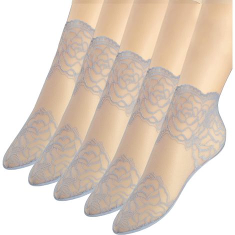 Chaussettes en dentelle pour femmes - Lot de 5 paires de chaussettes à volants - Chaussettes résille pour femmes (1/5)
