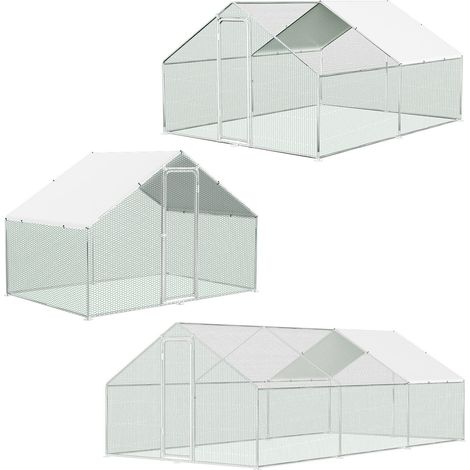 Jopassy Recinto per pollaio esterno 3x4x2 m con serratura 12 m² recinzione in acciaio zincato (1/5)