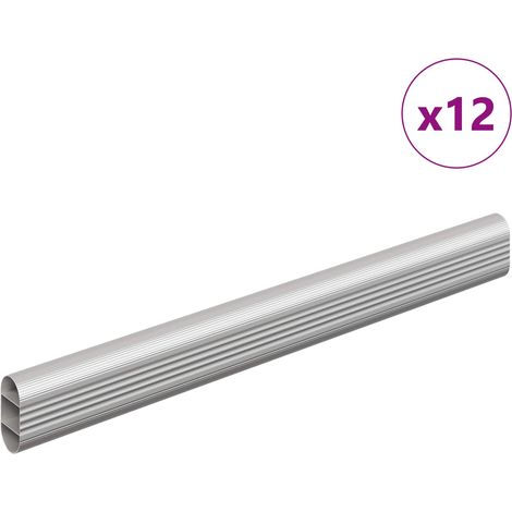 Tige de placard 12 pcs Argenté 764 x 15 x 29 mm