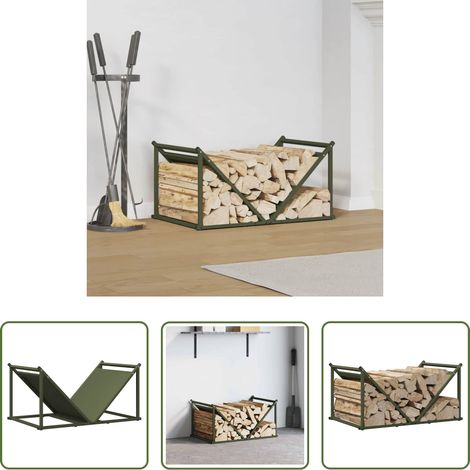 vidaXL Kaltgewalzter Stahl - Brennholzregal Olivgrün 70x43x34,5 cm Kaltgewalzter Stahl (1/5)