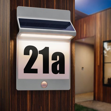 esotec Moderne PIR Solar Hausnummernleuchte aus Aluminium natur OUTDOOR 102651 (1/5)